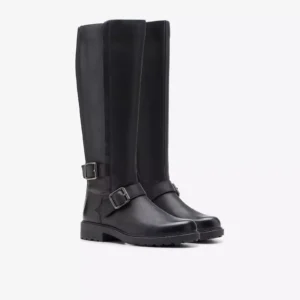 Bottes hautes Clarks pour femmes ORINOCO 2 TALL en cuir noir PRIX CONSEILLÉ 140 £-