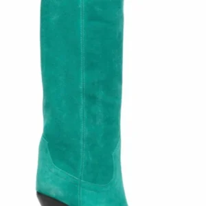 Isabel Marant Lomero Green Tall Knee High Suede Leather Western Cowboy Boots NEW