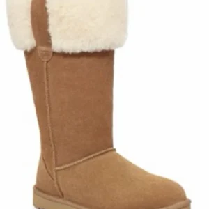 Bottes hautes UGG Suhenny hautes genoux marron daim peau de mouton doublées pull on 9/40-